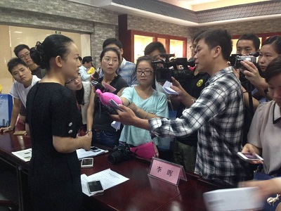 湖南文化厅厅长李晖接受记者们采访