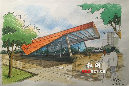 湖南师大学生自发手绘学校地铁出入口憧憬未来校园的新景色