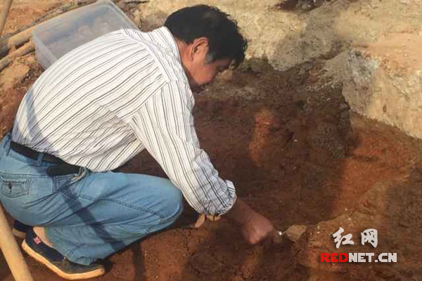 工作人员在进行清理工作