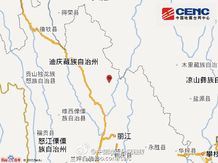 云南迪庆州香格里拉市发生3.2级地震震源深度5千米
