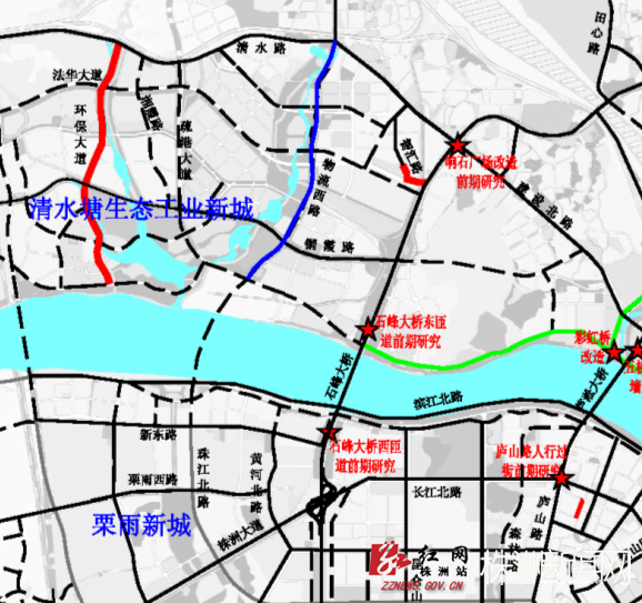 清水塘生态工业新城新规划的3条道路设计图