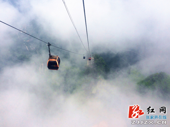 张家界天门山现云雾日晕奇观 错峰游客爆棚