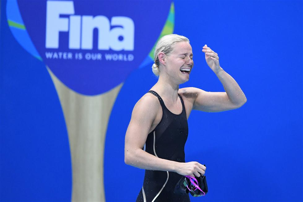 女子50米自由泳:丹麦选手夺冠