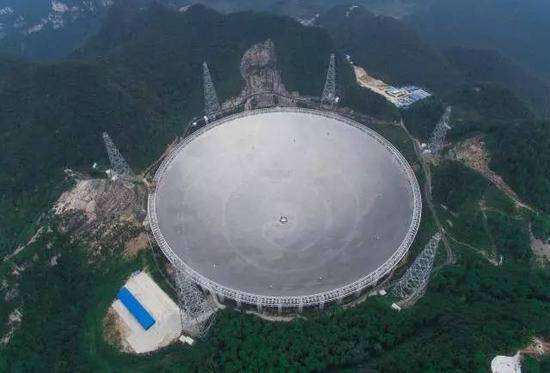 原文配图：位于中国贵州境内的500米口径球面射电望远镜。