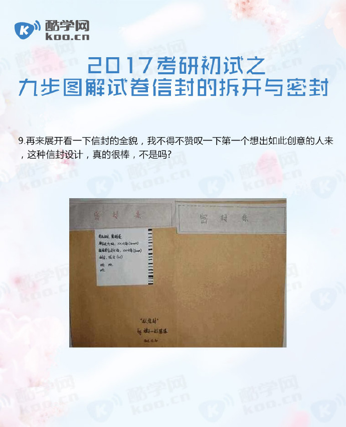 图解2017考研初试试卷信封的拆开与密封