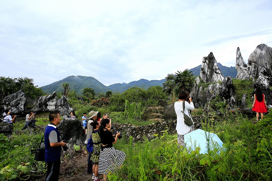 8月6日,常宁市庙前镇冲山村石林吸引周边摄影爱好者前来