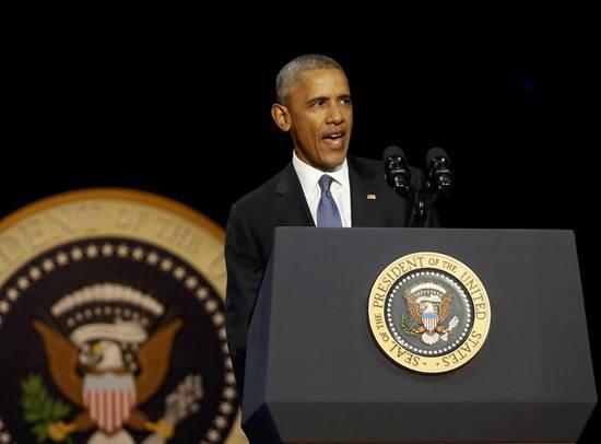 奥巴马告别演讲现场。图片来源：路透社。