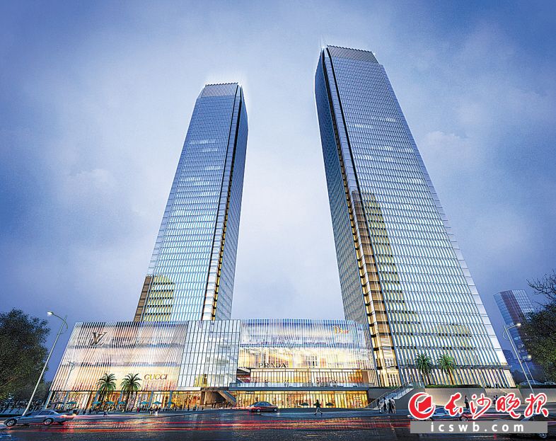 汇景环球中心效果图。该项目将于2018年底整体竣工，届时，长沙又一个城市中心、商务中心和财富中心将全面呈现。资料图片