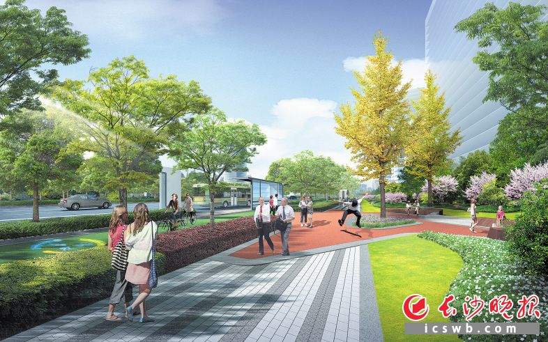 星沙大道将按照“六位一体”要求进行提质改造，这是提质后的效果图。长沙县城市管理局供图