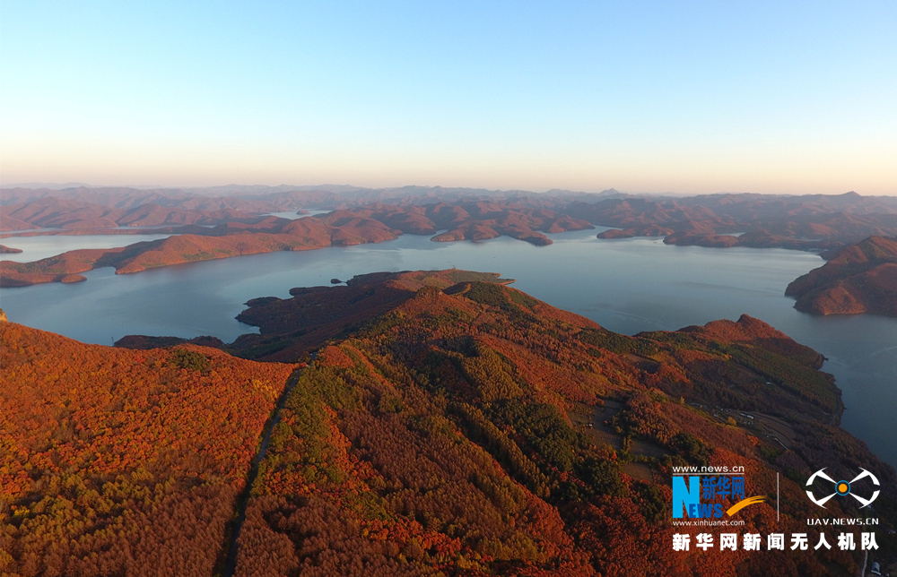 图为漫山枫叶映衬下的桓龙湖.新华网 王野摄