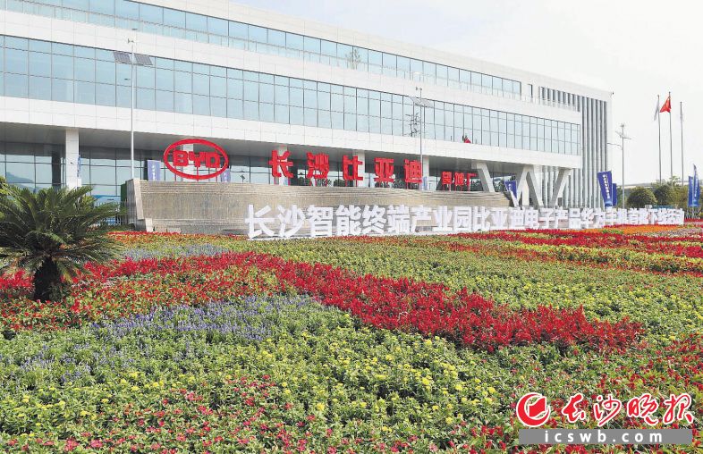 图为长沙智能终端产业园比亚迪电子工厂外景