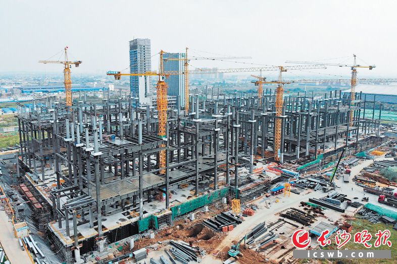 长沙国际会议中心目前正在进行钢结构施工,预计年底封顶,明年10月具备承办会议的能力。 长沙晚报全媒体记者 王志伟 通讯员 冯锐 摄影报道