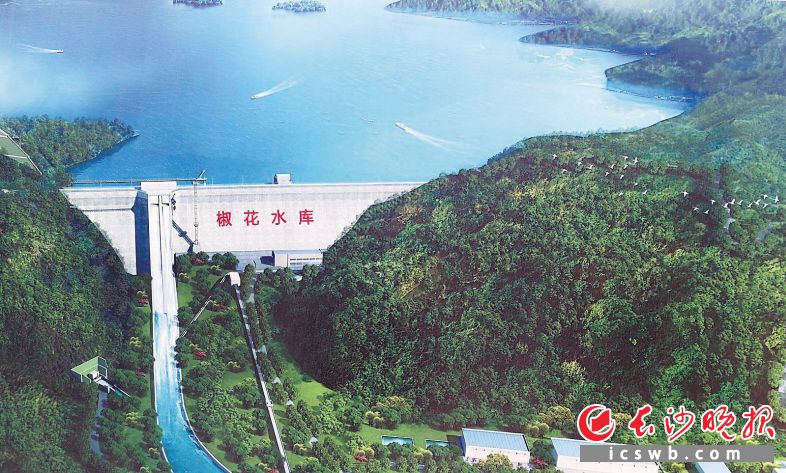 椒花水库大年夜坝效果图。长沙晚报全媒体记者周柏平 翻拍