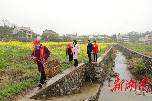 娄星区副区长高英到杉山镇石底村巡河防疫
