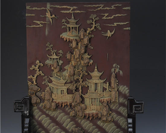 清早期祁阳石寿山福海台屏