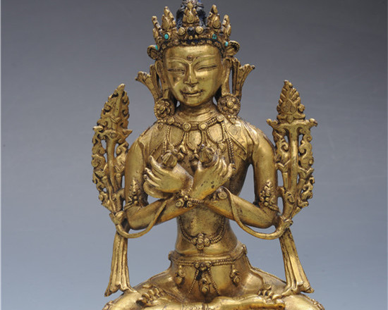 15世纪铜鎏金金刚总持佛像