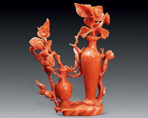红珊瑚花瓶摆件等文物