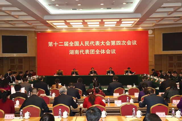 湖南代表团举行第一次全体会议 徐守盛主持并讲话