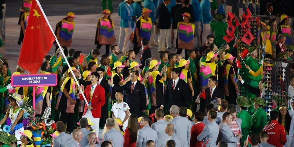 里约奥运会开幕式举行 中国代表团入场
