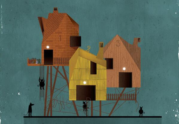 插画家Federico Babina用建筑表达出17个童话故事