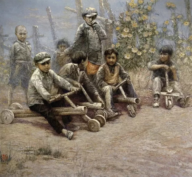 山菊花开 油画 100cmx110cm 周小愚 1997年写实油画语言就语言本身