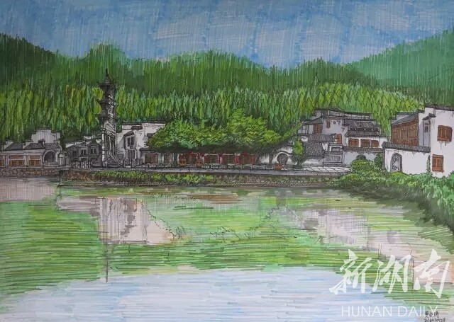 湘大艺术学院举办风景写生展 妙笔描绘社会主义新农村