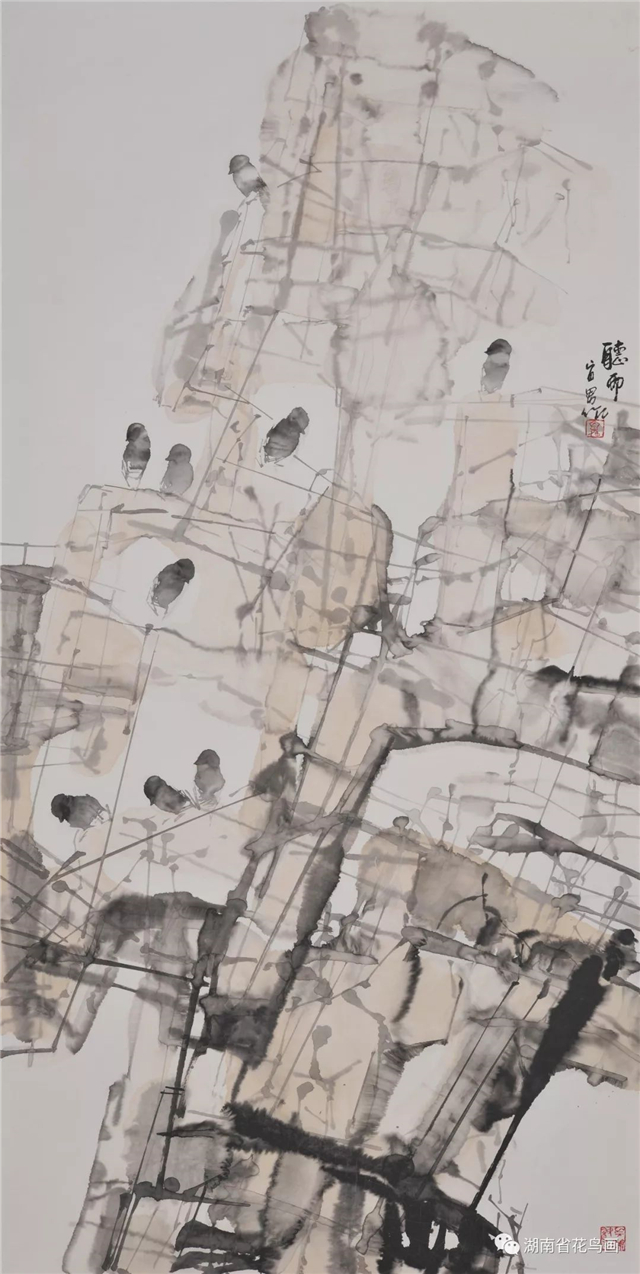 乔宜男   听雨   136cm×69cm
