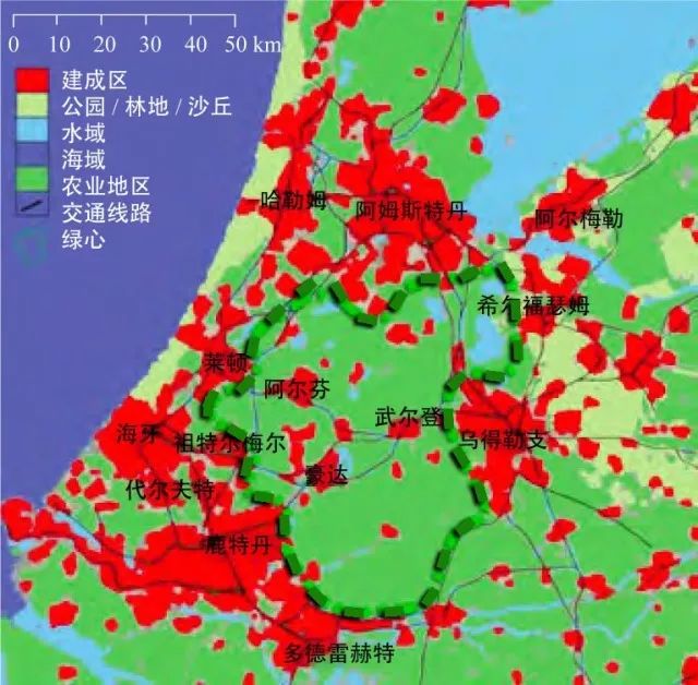 荷兰·兰斯塔德"绿心"空间分布示意图