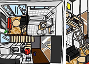 韩国插画师创作各种单身公寓的房间状态
