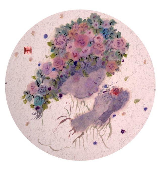 蔡皋 《女孩与花·1》