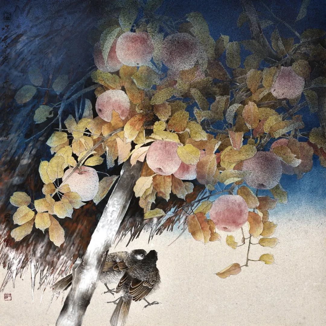 未君《苹果树下》68×68cm        