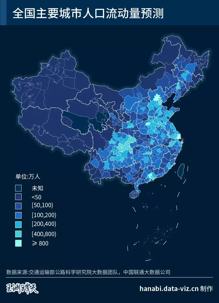 中国联通大数据公司助力形成全国351个城市春运返程人口流动规模