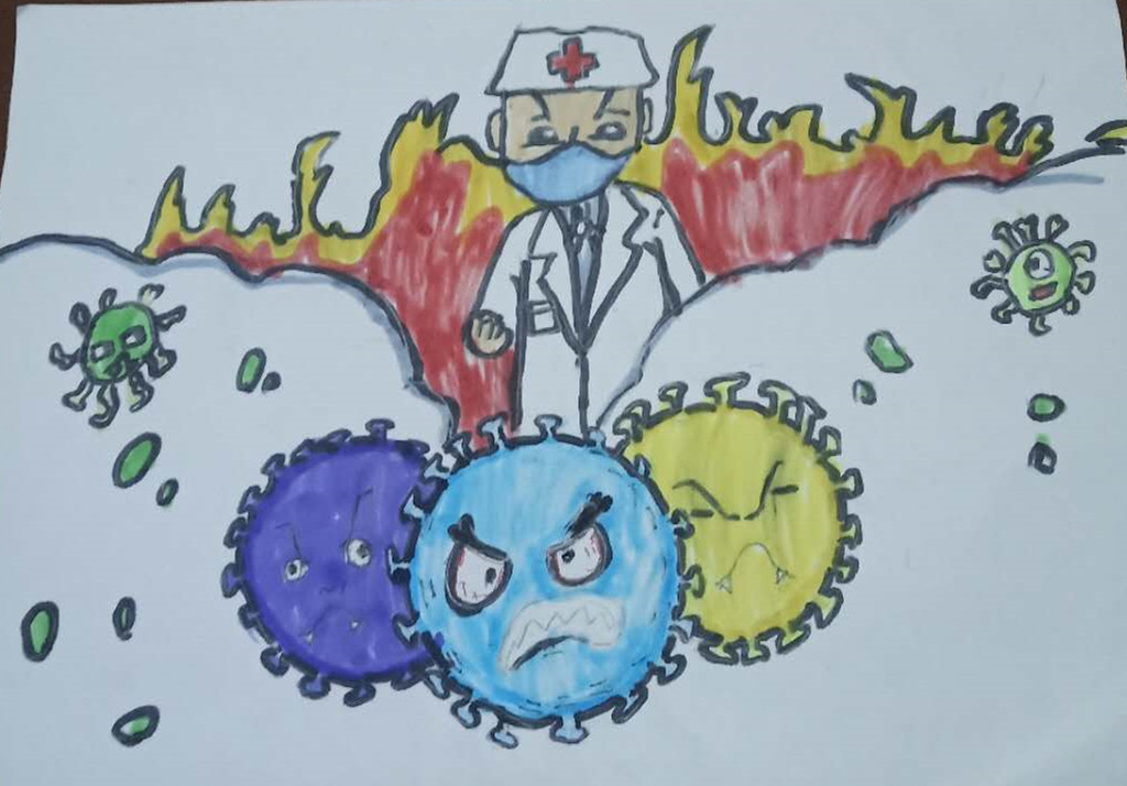 “健康向上·战‘疫’有我”作品展示丨刘艺涵  漫画《病毒战士》